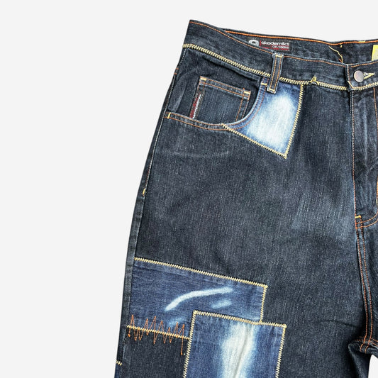 Akademiks Acid Wash Patchwork Jeans in Black