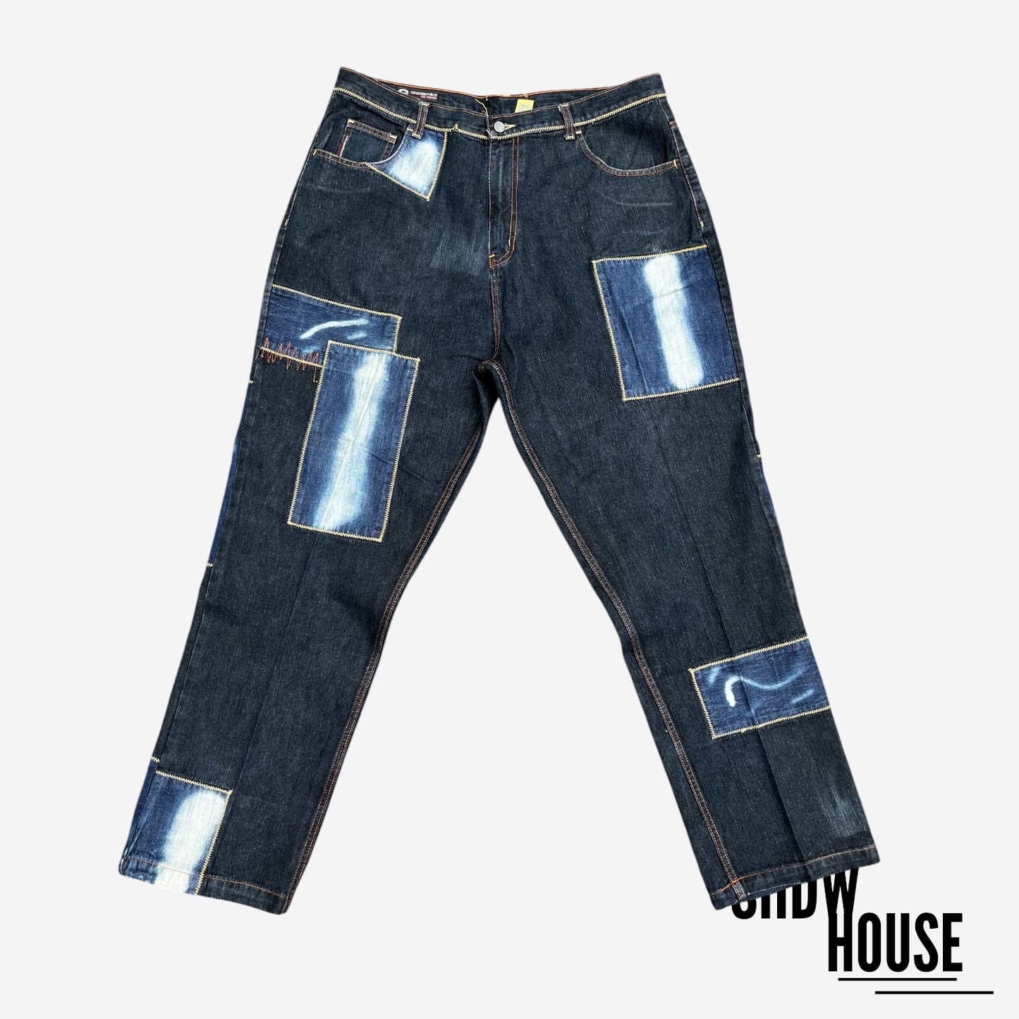 Akademiks Acid Wash Patchwork Jeans in Black