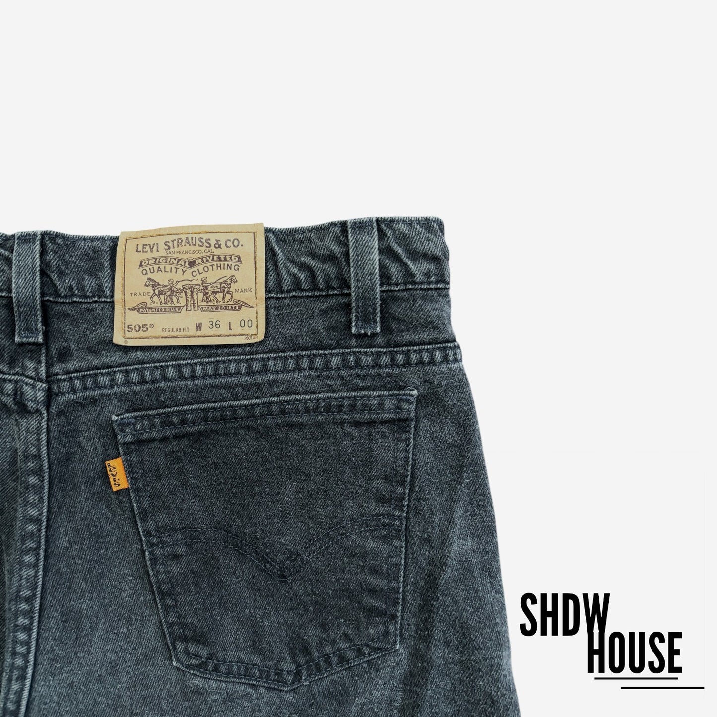 Levi Strauss & Co Vintage Orange Tab 505 Shorts in Washed Black