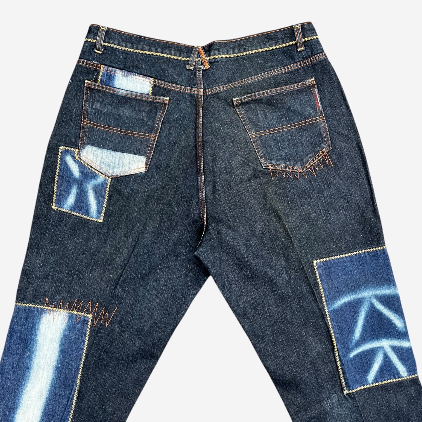 Akademiks Acid Wash Patchwork Jeans in Black