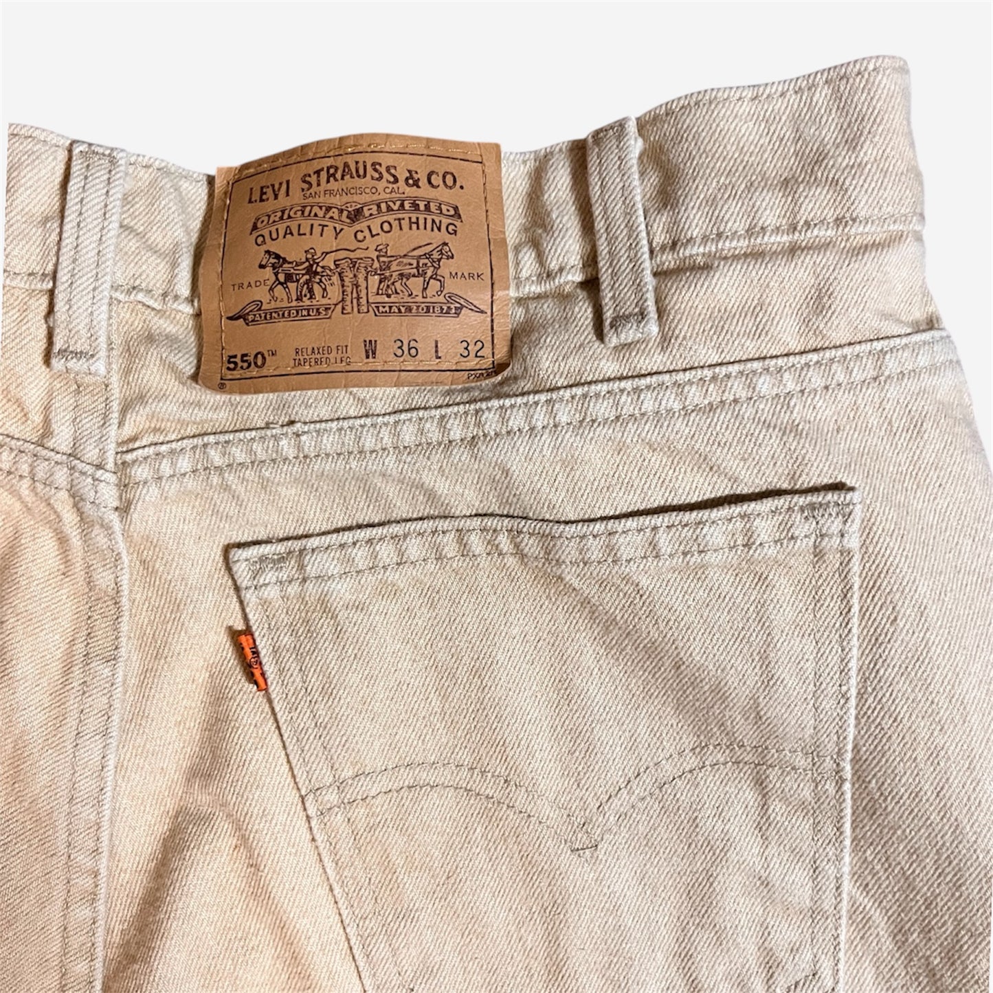 Levi Strauss & Co Vintage Orange Tab 505 Relaxed Fit Jeans in Beige