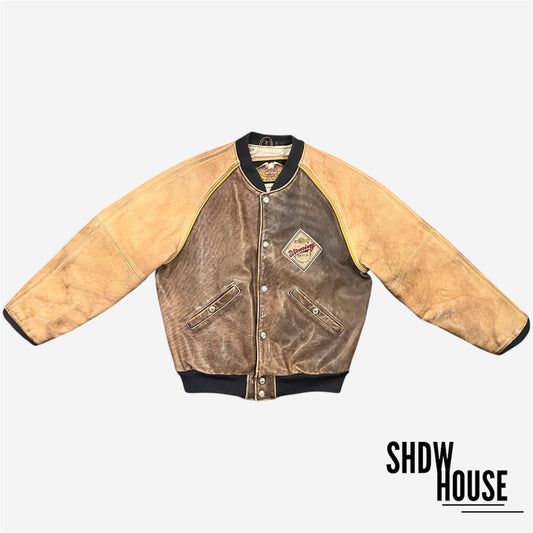 Harley Davidson “Winning Style” Embroidered Leather Coat in Brown/Tan