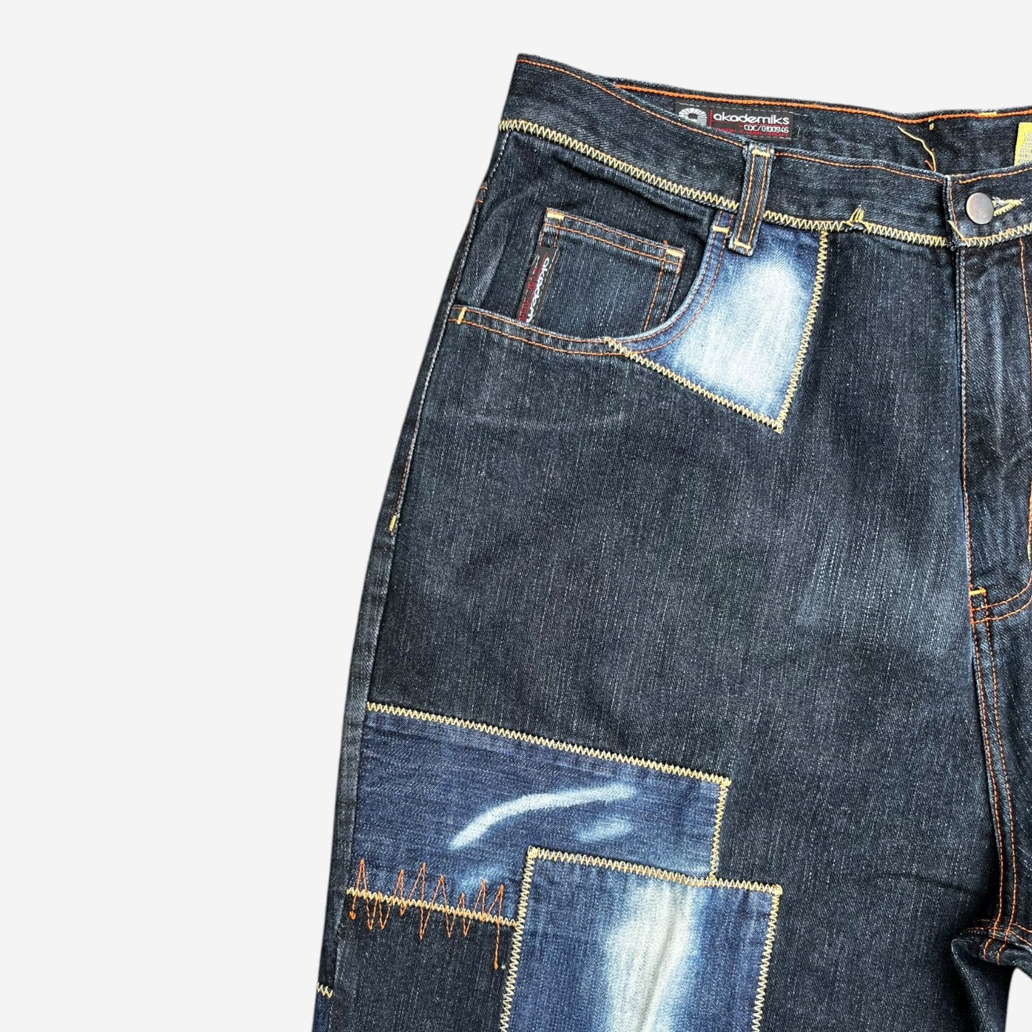Akademiks Acid Wash Patchwork Jeans in Black