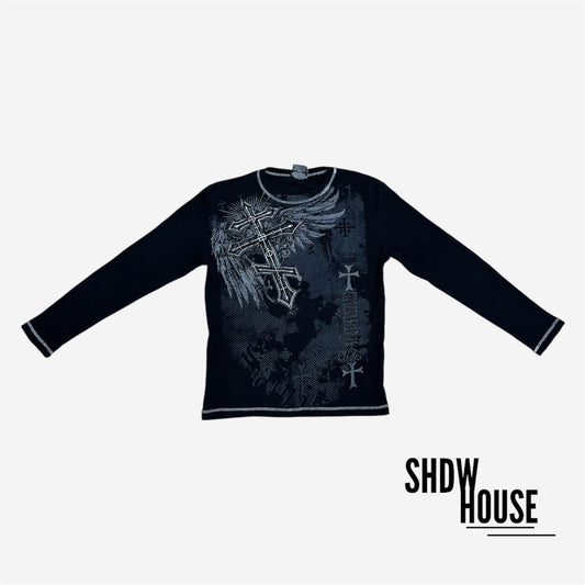 No Boundaries Multi Cross L/S Tee in Black