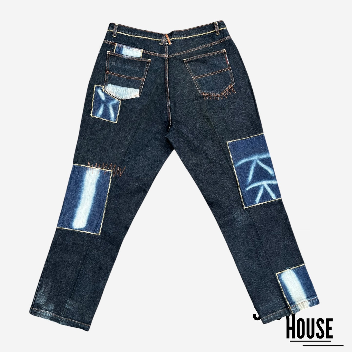 Akademiks Acid Wash Patchwork Jeans in Black