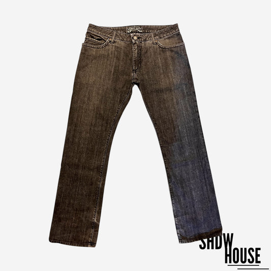 Robin’s Jeans Long Flap Crystal Studded Jeans in Washed Black