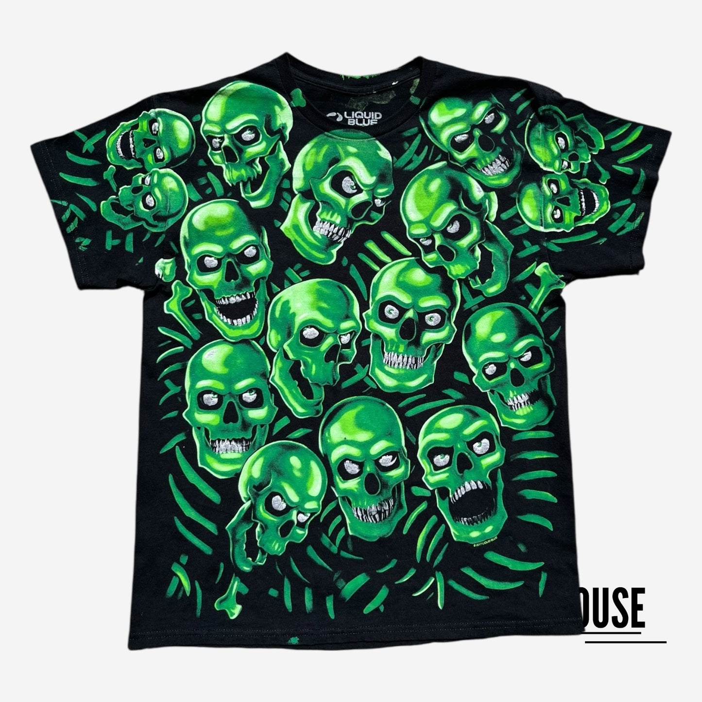 Liquid Blue AOP Skull Tee in Black/Green