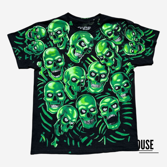 Liquid Blue AOP Skull Tee in Black/Green