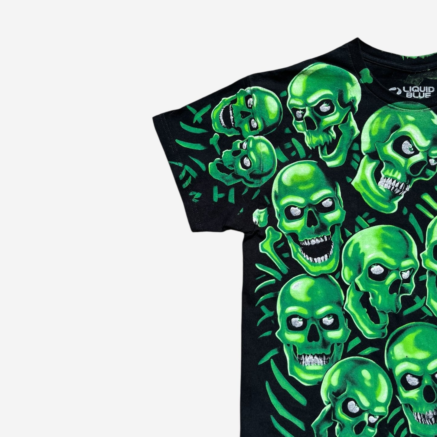 Liquid Blue AOP Skull Tee in Black/Green