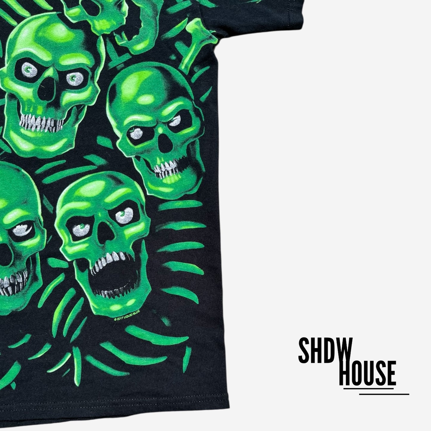 Liquid Blue AOP Skull Tee in Black/Green