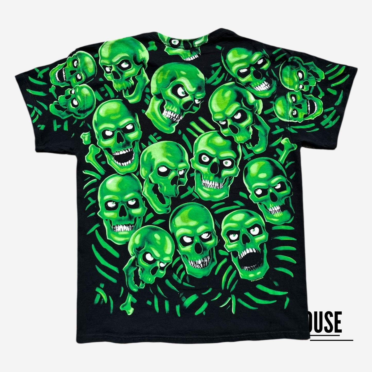 Liquid Blue AOP Skull Tee in Black/Green