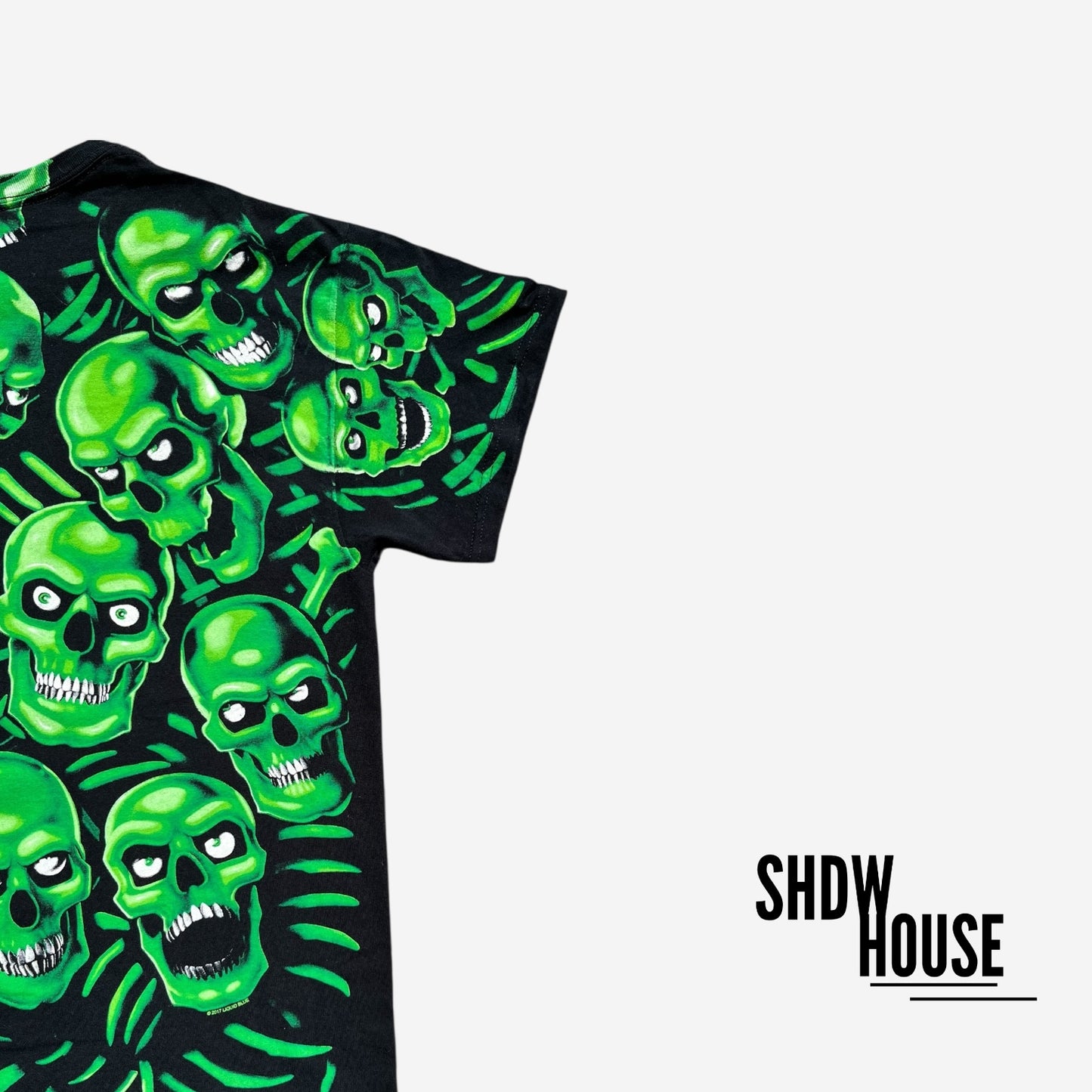 Liquid Blue AOP Skull Tee in Black/Green