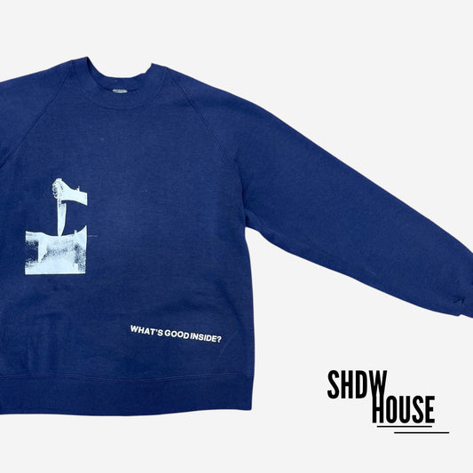 SHDWHOUSE Internal Theft Vintage L/S Tee in Navy Blue