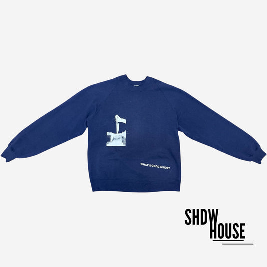 SHDWHOUSE Internal Theft Vintage L/S Tee in Navy Blue