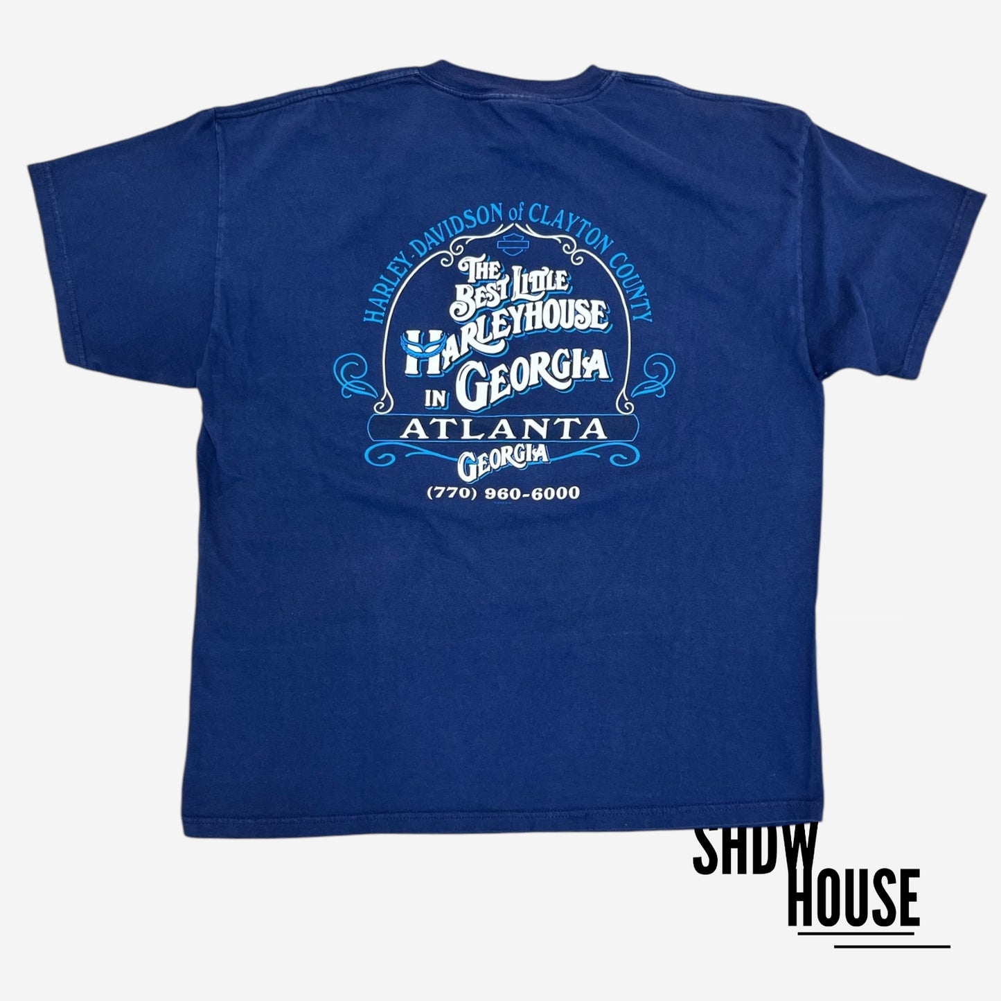 Harley Davidson ATL Exclusive Vintage Tee in Navy Blue
