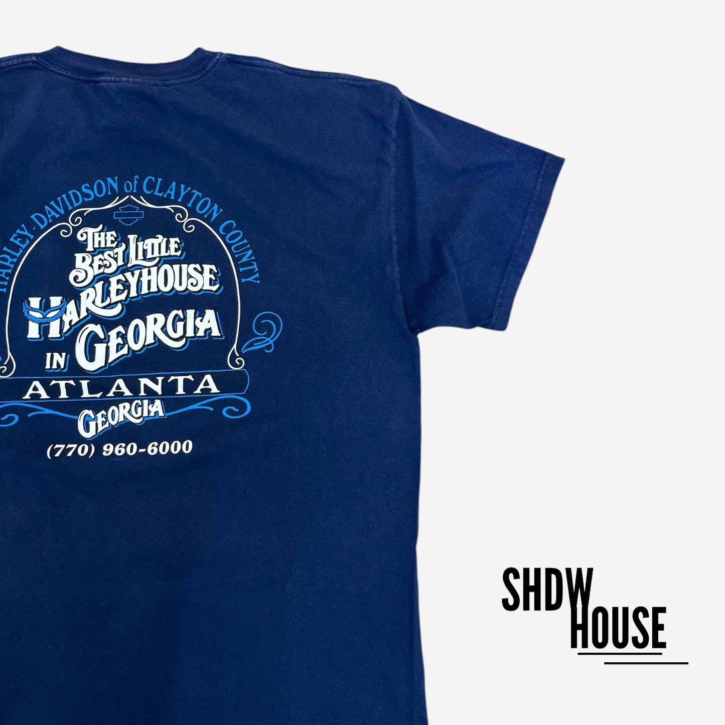 Harley Davidson ATL Exclusive Vintage Tee in Navy Blue