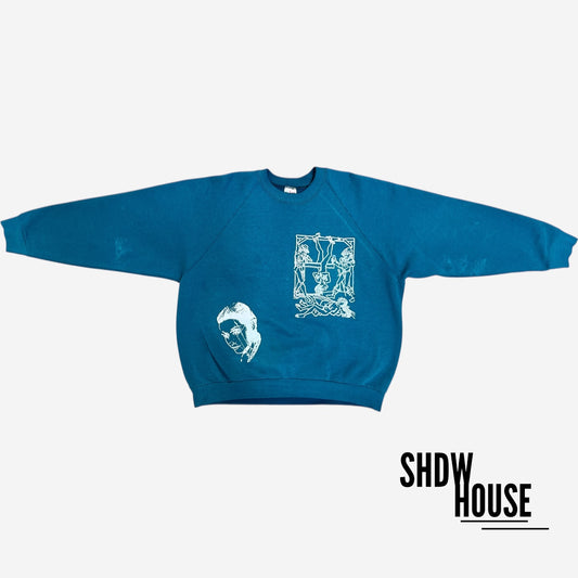 Split Witness Revived 1/1 Crewneck in Washed Teal