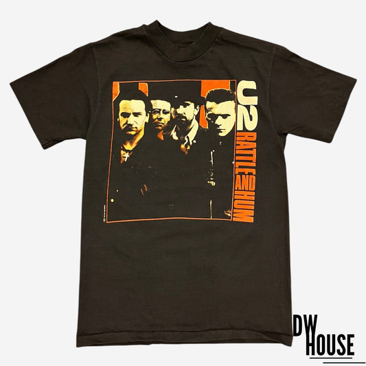 U2 Vintage Rattle and Hum 1988 Concert Tour Tee in Navy