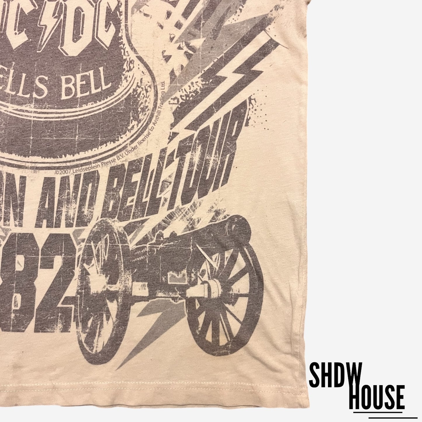 AC/DC 2007 Rockwear Cannon and Bell Tour Tee in Cream
