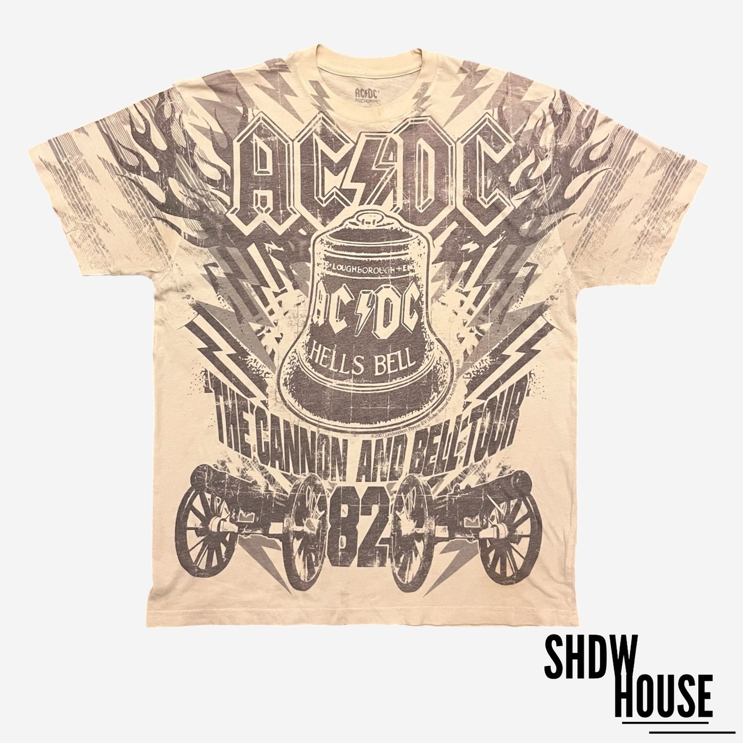 AC/DC 2007 Rockwear Cannon and Bell Tour Tee in Cream