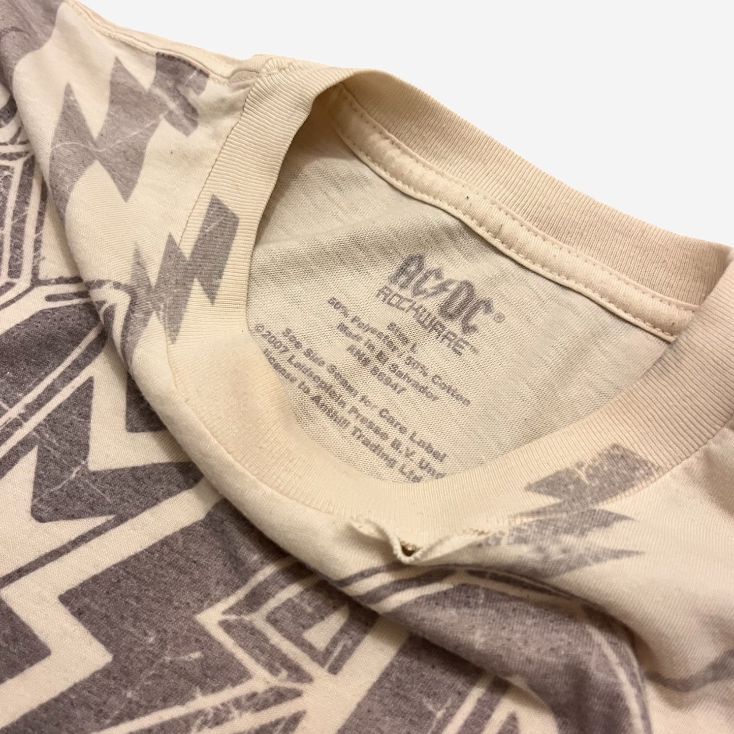 AC/DC 2007 Rockwear Cannon and Bell Tour Tee in Cream